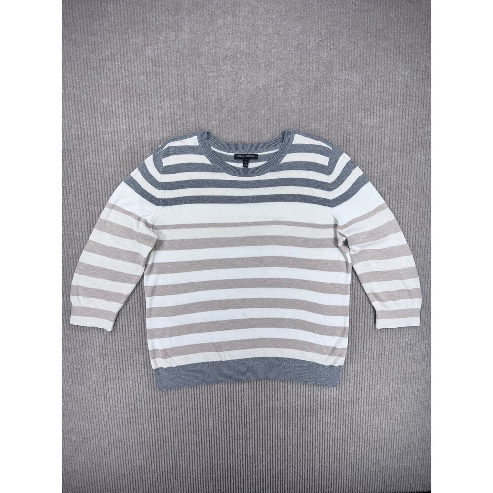 Banana Republic Striped 3/4 Sleeve Knit Sweater XL - Picture 3 of 9